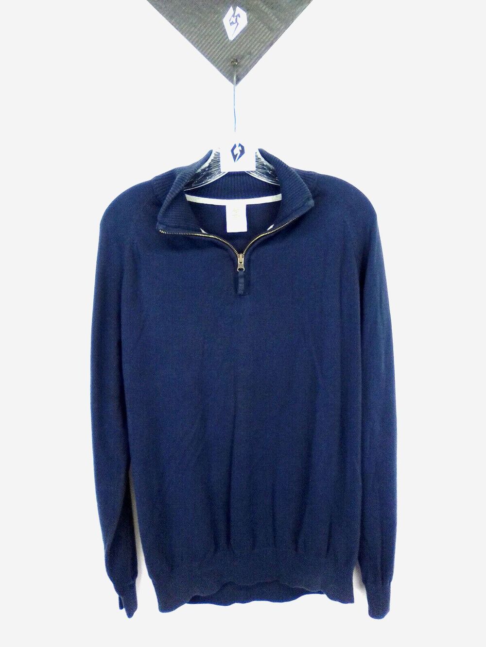 Timberland Men's Mock Neck 1/4 Zip Tight Knit Long Slevee Sweater Navy Blue XL